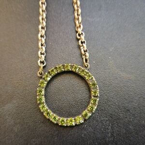 Sabika Green Crystal Circle Pendant Necklace